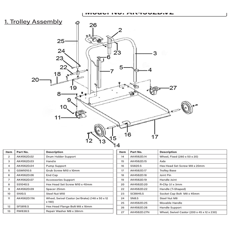 Sealey Wheel, Swivel castor 4 bolt