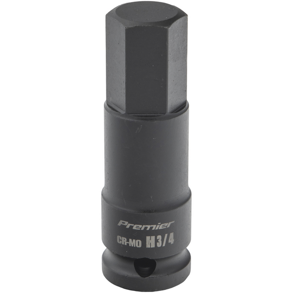 Sealey 1/2"Dr Impact Hex Socket Bit 3/4" (78mmL)