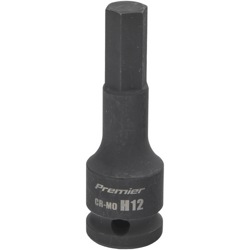 Sealey 1/2"Dr Impact Hex Socket Bit H12 (78mmL)