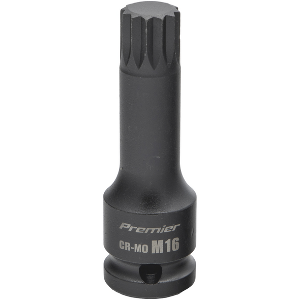 Sealey 1/2"Dr Impact Spline Socket Bit M16 (78mmL)