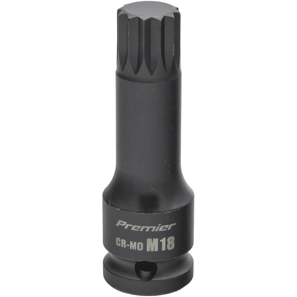 Sealey 1/2"Dr Impact Spline Socket Bit M18 (78mmL)
