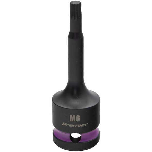 Sealey 1/2"Dr Impact Spline Bit Socket M6 (Violet Coded Ring)