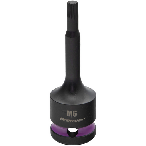 Sealey 1/2"Dr Impact Spline Bit Socket M6 (Violet Coded Ring)
