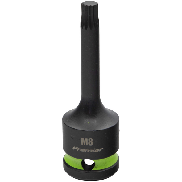 Sealey 1/2"Dr Impact Spline Bit Socket M8 (Green Coded Ring)
