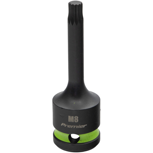 Sealey 1/2"Dr Impact Spline Bit Socket M8 (Green Coded Ring)