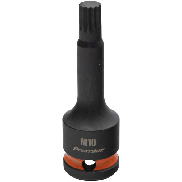 Sealey 1/2"Dr Impact Spline Bit Socket M10 (Orange Coded Ring)