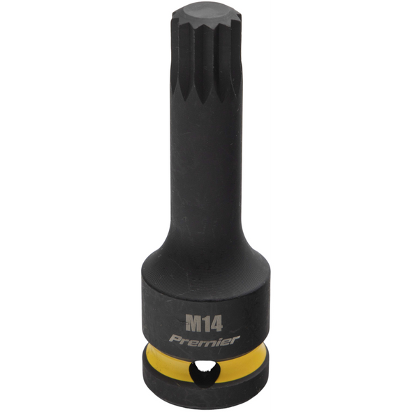 Sealey 1/2"Dr Impact Spline Bit Socket M14 (Yellow Coded Ring)