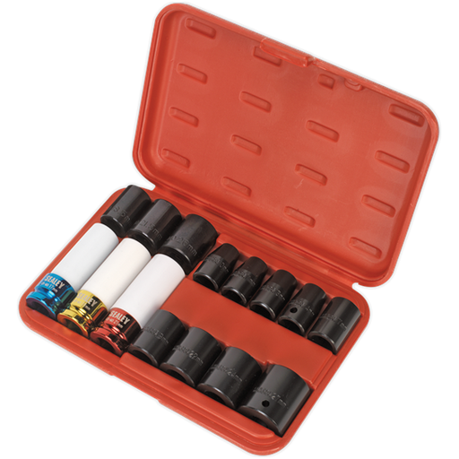 Sealey Impact Socket & Wheel Nut Remover Set 15pc 1/2"Sq Drive AK5615M Sealey  - Town Parts