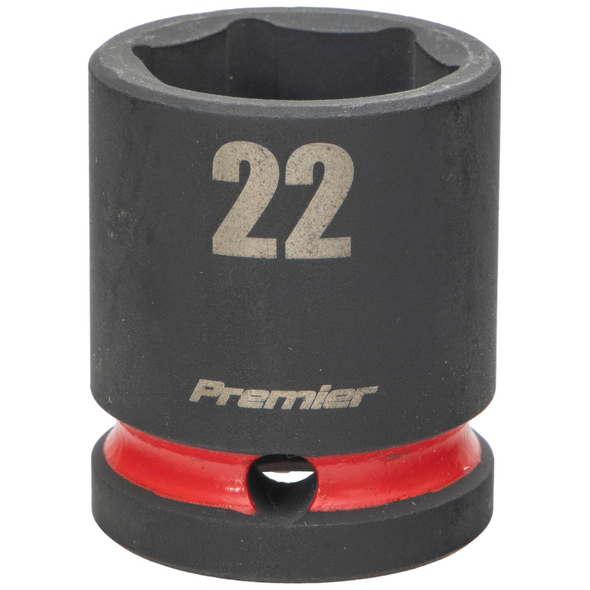 Sealey 1/2"Dr Impact Socket 22mm (Red Coded Ring)