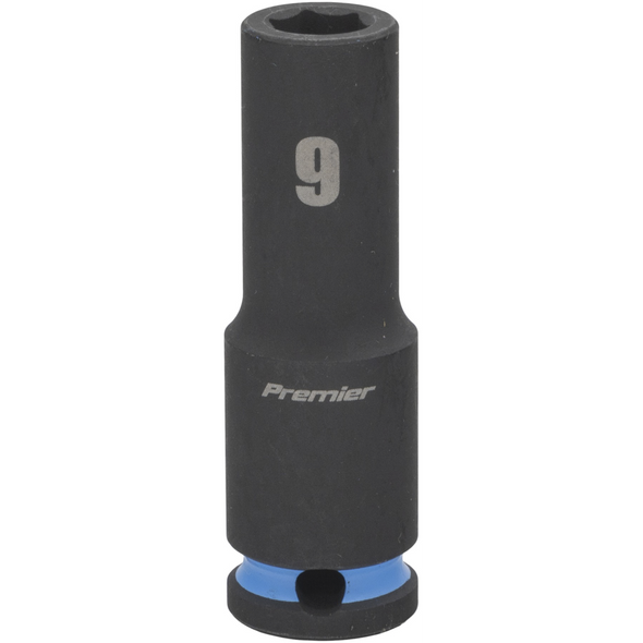 Sealey 3/8"Dr Deep Impact Socket 9mm (Cyan Coded Ring)