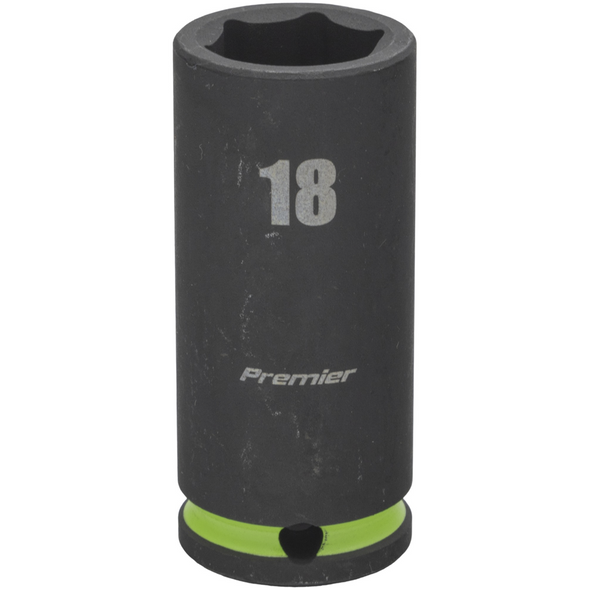 Sealey 3/8"Dr Deep Impact Socket 18mm (Green Coded Ring)