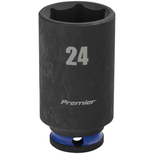 Sealey 3/8"Dr Deep Impact Socket 24mm (Blue Coded Ring)