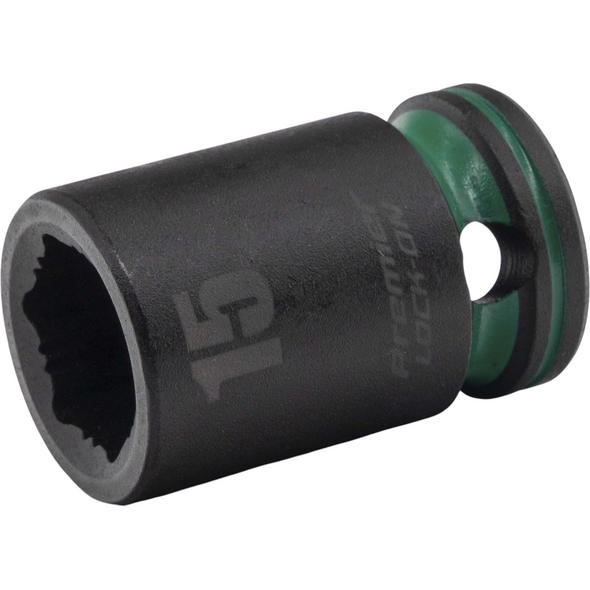 Sealey 1/2"Dr Lock-On Impact Socket 15mm (Green Coded Ring)