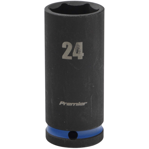 Sealey 1/2"Dr Deep Impact Socket 24mm (Blue Coded Ring)