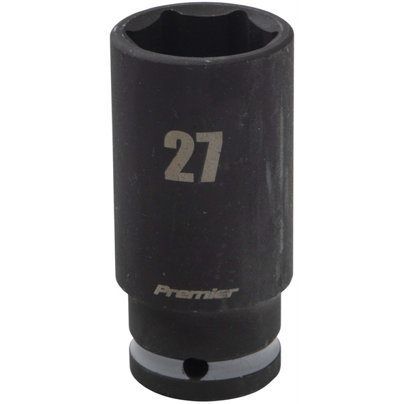 Sealey 1/2"Dr Deep Impact Socket 27mm (Grey Coded Ring)
