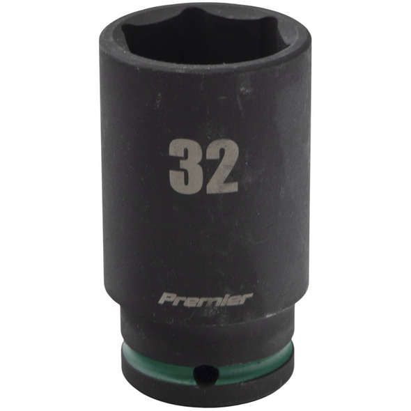 Sealey 1/2"Dr Deep Impact Socket 32mm (Dark Green Coded Ring)