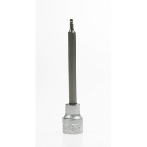 Sealey Hex socket bit, ball end 3mm 100mm long 3/8"dr