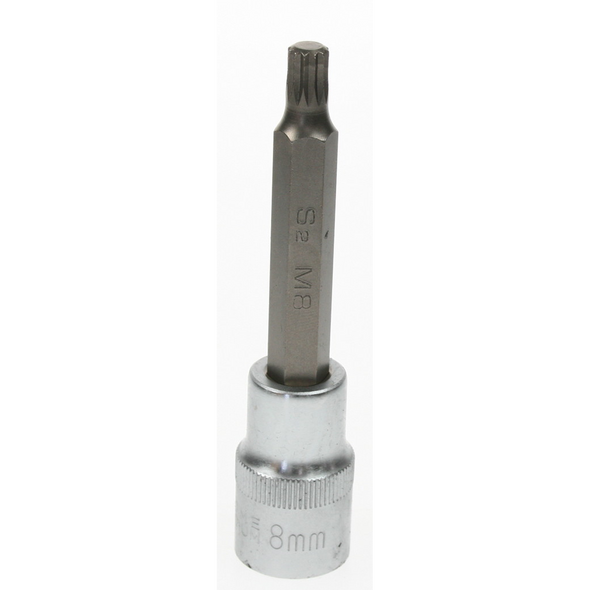 Sealey Spline socket bit 1/2"dr. 8mm (100mm long)