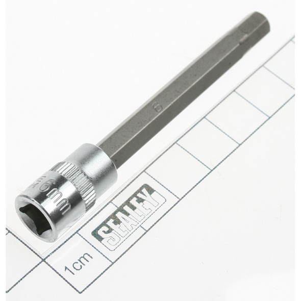 Sealey Hex bit socket 1/4"dr 6mm hex 75mml