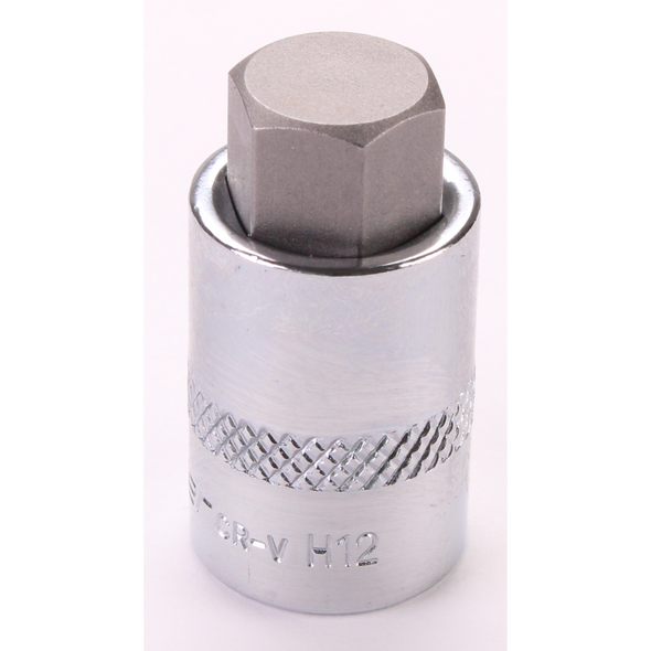 Sealey 3/8"Dr Hex Socket Bit 'Stubby' 12mm (Fully Polished)