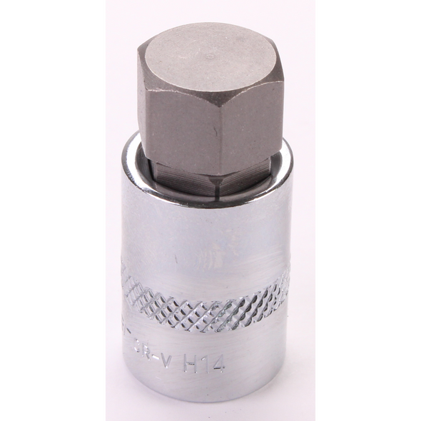 Sealey 3/8"Dr Hex Socket Bit 'Stubby' 14mm (Fully Polished)