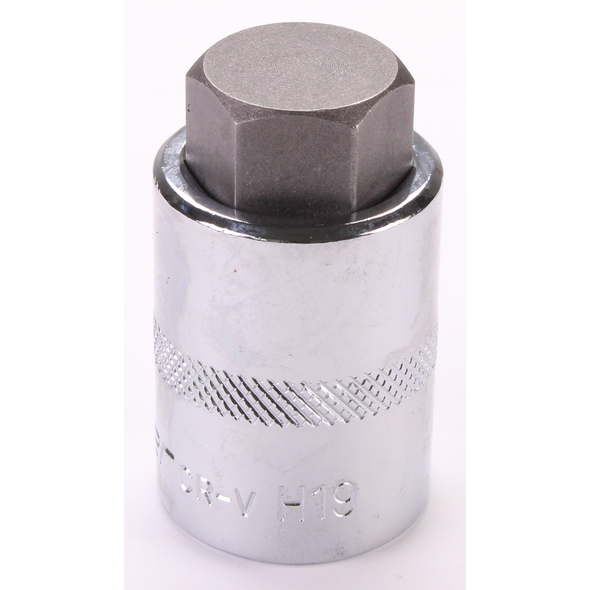 Sealey 1/2"Dr Hex Socket Bit 'Stubby' 19mm (Fully Polished)