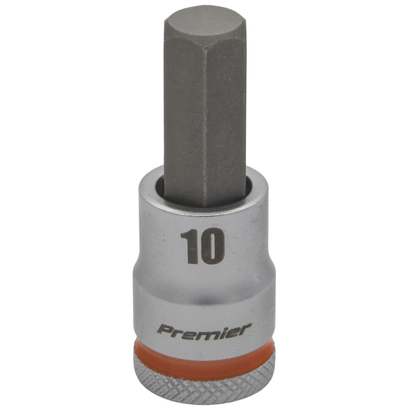 Sealey 3/8"Dr Hex Bit Socket 10mm (Orange Coded Ring)