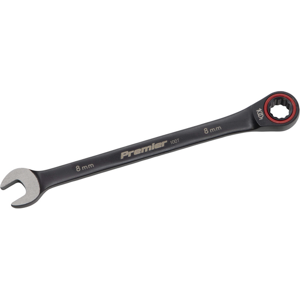 Sealey Combination Ratchet Spanner 8mm 100-Tooth (Black Series)