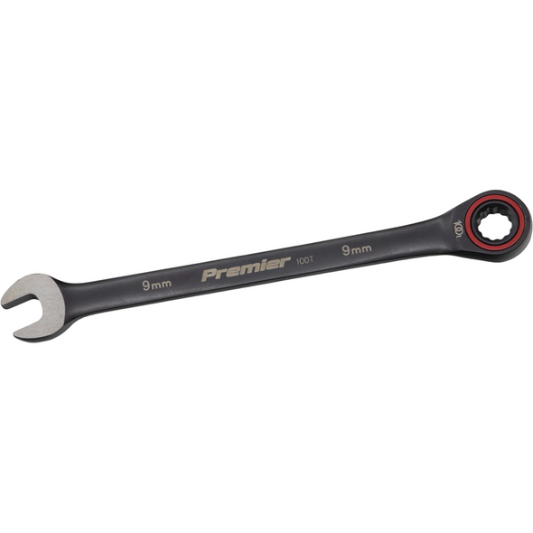 Sealey Combination Ratchet Spanner 9mm 100-Tooth (Black Series)