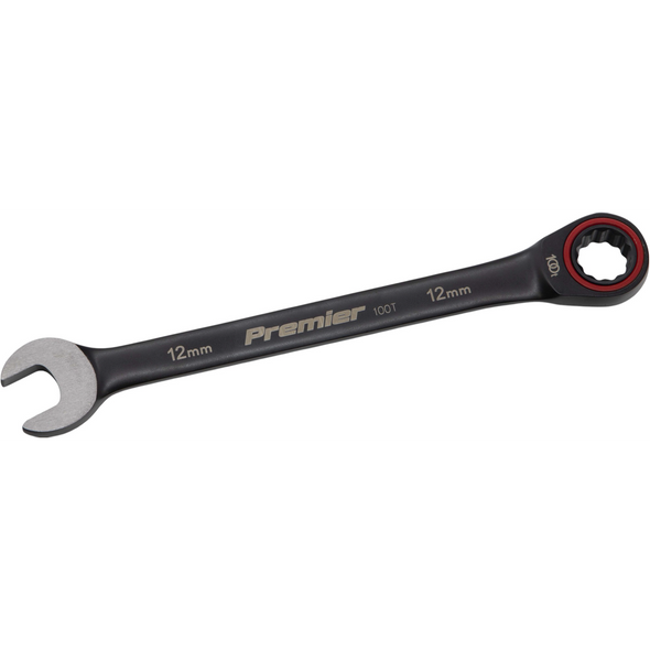Sealey Combination Ratchet Spanner 12mm 100-Tooth (Black Series)