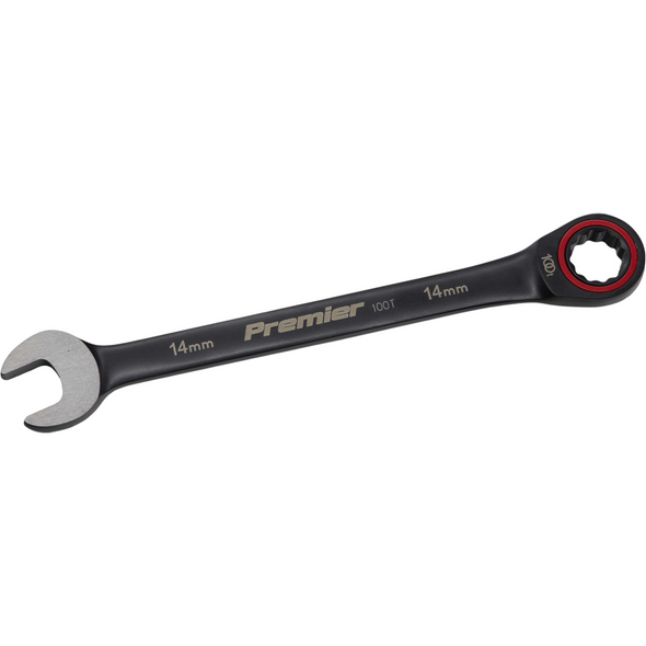 Sealey Combination Ratchet Spanner 14mm 100-Tooth (Black Series)