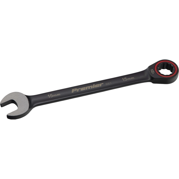 Sealey Combination Ratchet Spanner 15mm 100-Tooth (Black Series)