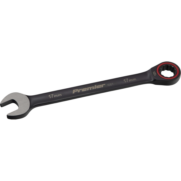 Sealey Combination Ratchet Spanner 17mm 100-Tooth (Black Series)
