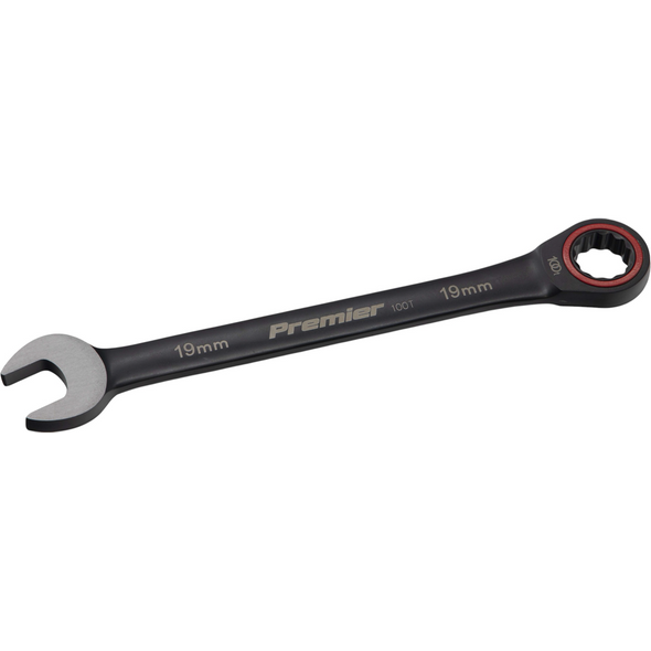 Sealey Combination Ratchet Spanner 19mm 100-Tooth (Black Series)