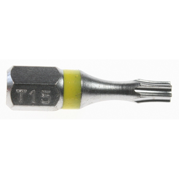 Sealey Trx-star bit t15 25mml 'yellow' (impact grade)