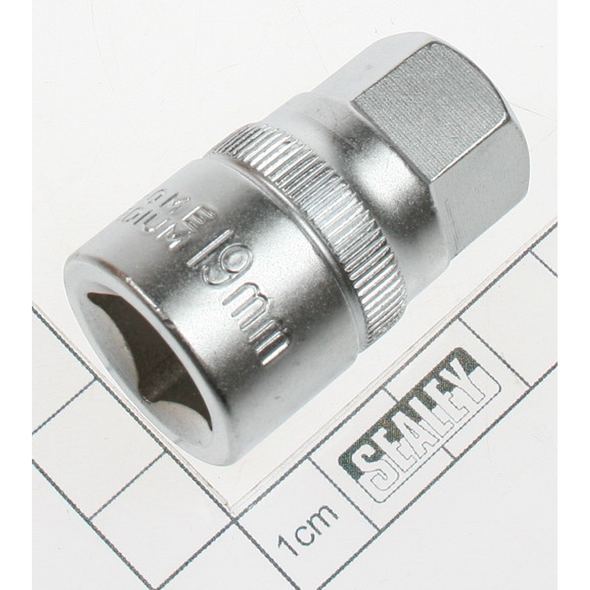 Sealey 1/2"dr stubby hex socket 19x42mm