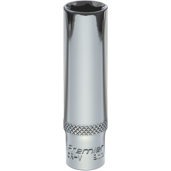 Sealey 1/4"Dr Deep Socket 9mm (Mirror Finish)