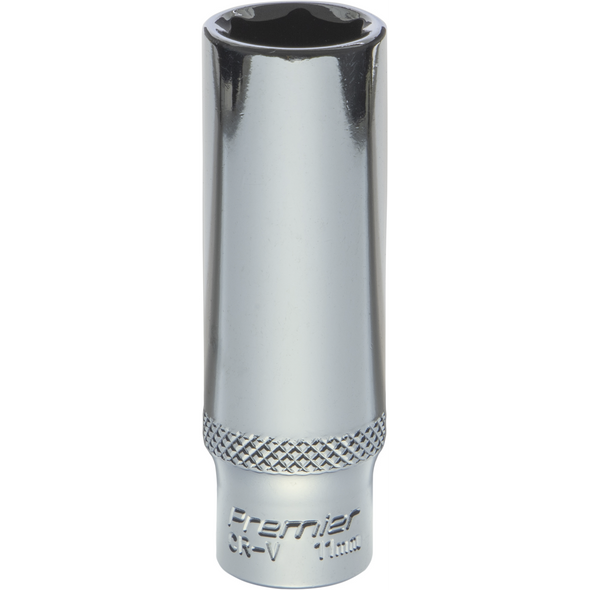 Sealey 1/4"Dr Deep Socket 11mm (Mirror Finish)