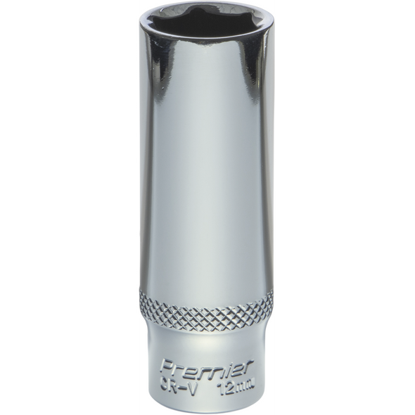 Sealey 1/4"Dr Deep Socket 12mm (Mirror Finish)