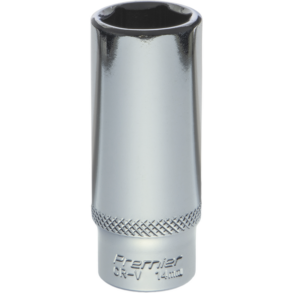 Sealey 1/4"Dr Deep Socket 14mm (Mirror Finish)