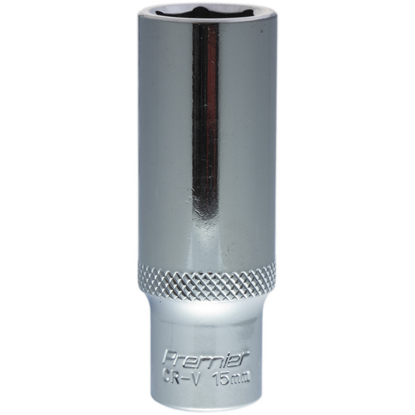 Sealey 3/8"Dr Deep Socket 15mm (Mirror Finish)