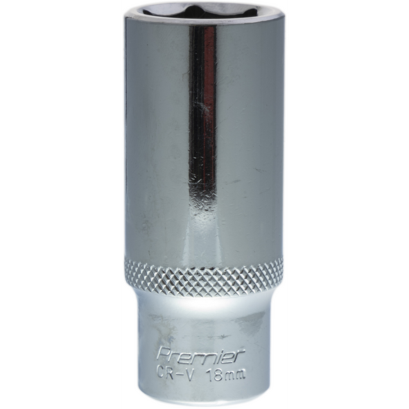 Sealey 3/8"Dr Deep Socket 18mm (Mirror Finish)