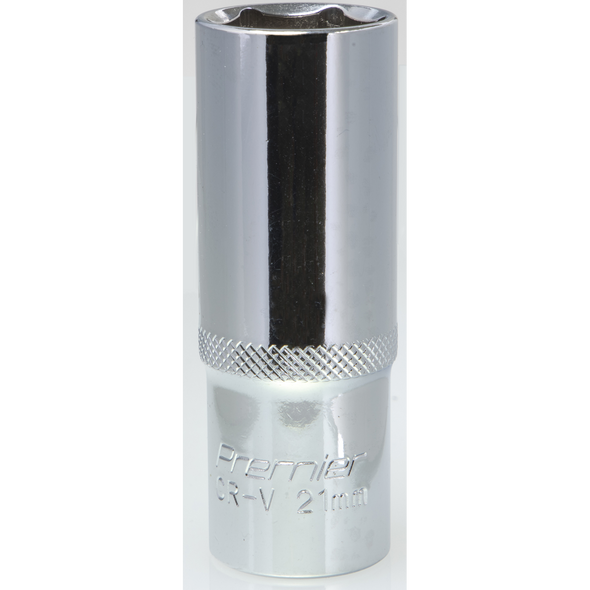 Sealey 1/2"Dr Deep Socket 21mm (Mirror Finish)