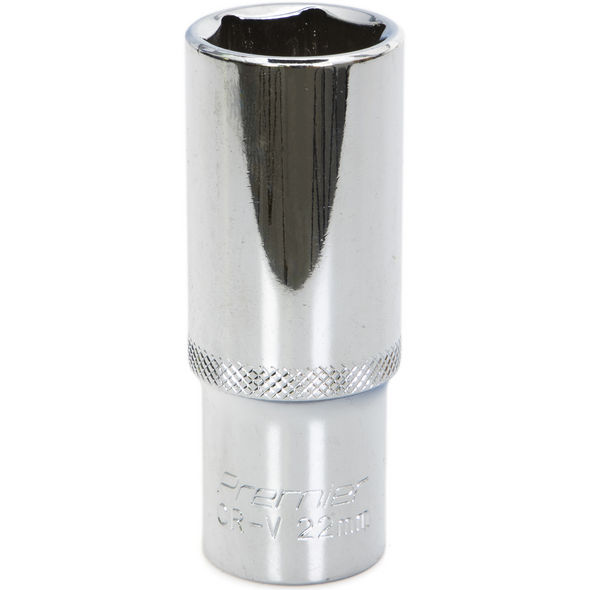 Sealey 1/2"Dr Deep Socket 22mm (Mirror Finish)