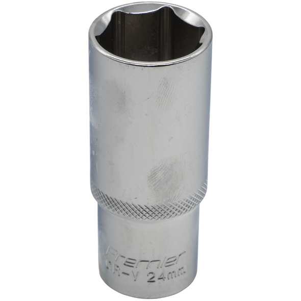 Sealey 1/2"Dr Deep Socket 24mm (Mirror Finish)