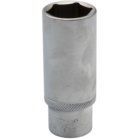 Sealey 3/8"Dr Deep Socket 19mm (Micro Satin Finish)