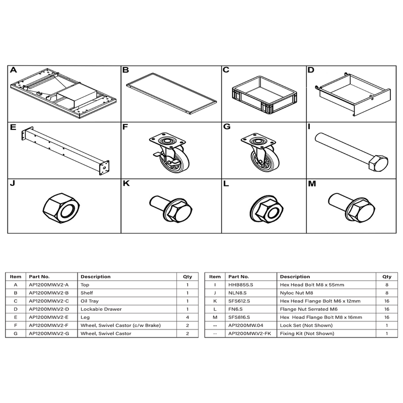 Sealey Hex head bolt m8x55mm single