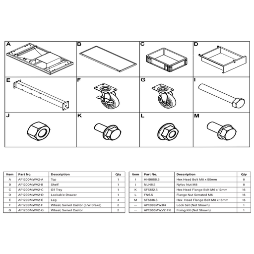 Sealey Hex head flange bolt m6x12 single