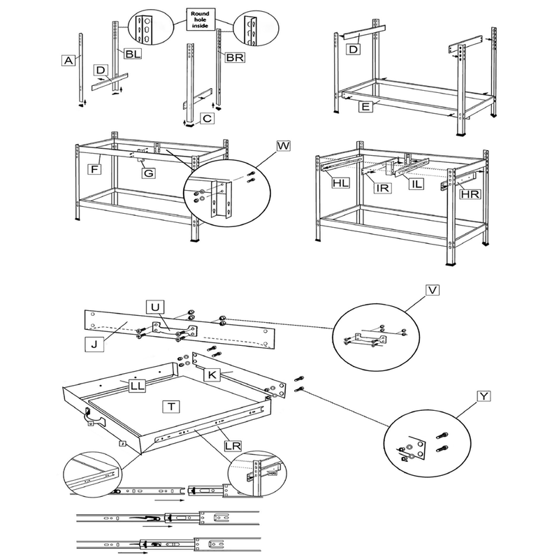 Sealey Drawer mounts, front/rear (135mm)