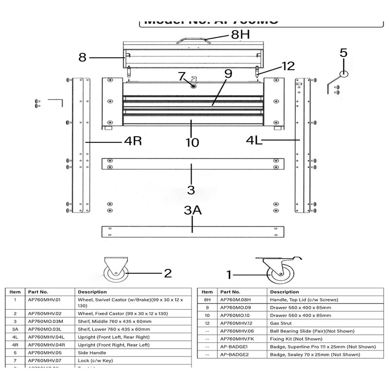 Sealey Shelf,lower (760x435x60mm) 'orange'